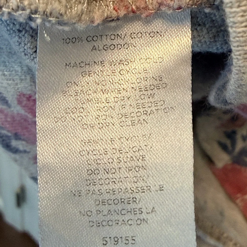 LOFT Floral Sweatshirt XS Gray Pink Blue Lightweight Cotton - Picture 8 of 8